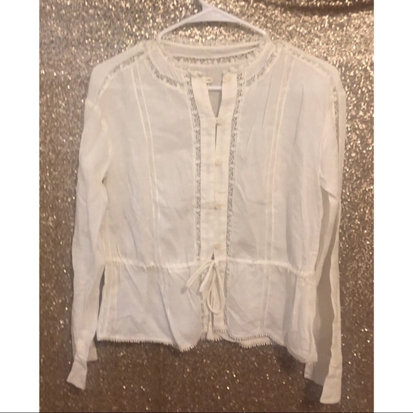 Rebecca Taylor Lace Trim Buttondown Blouse Sz S - Picture 3 of 4